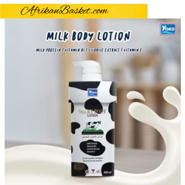 Yoko Milky Body Lotion 400ml - Whitening & Moisturizing with Milk Protein Vitamin b3 Licorice and Vitamin E