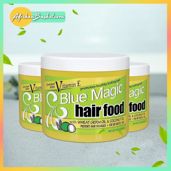 Blue Magic Hair Food 340g - Enriched with Vitamin E, Wheat Germ Oil & Coconut Oil. Works for Hair Breakage & Dry Hair