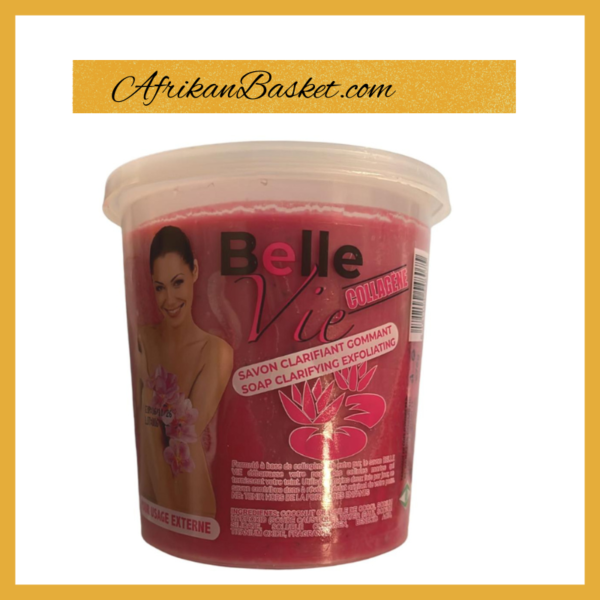 Belle Vie Collagene Soap Cup - 670G, Clarifying Exfoliating Soap, Savon Clarifiant Gommant