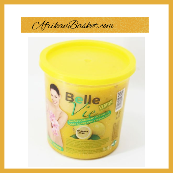 Belle Vie Lemon Soap Cup - 670G, Clarifying Exfoliating Soap, Savon Clarifiant Gommant