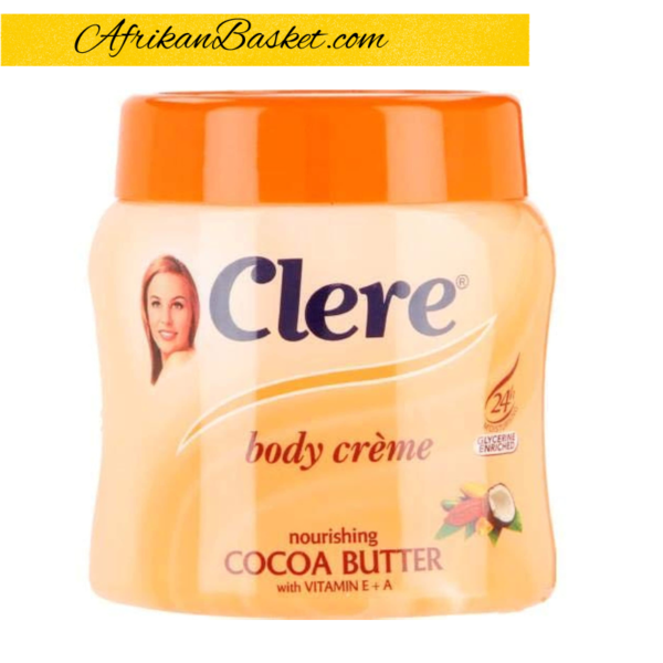Clere Body Cream - 500ml, with Nourishing Cocoa Butter & Vitamin E+A