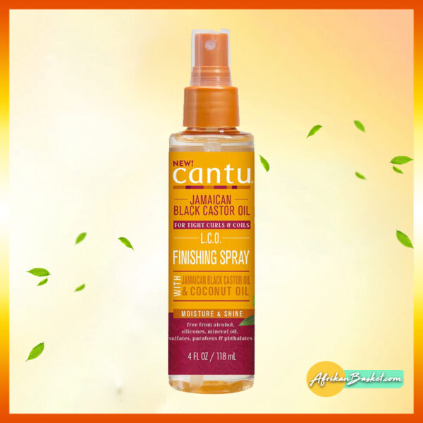 Cantu Jamaican Black Castor Oil Moisture Spray - 118ml, Shine Enhancing Hydrating Finishing Mist with Coconut Oil