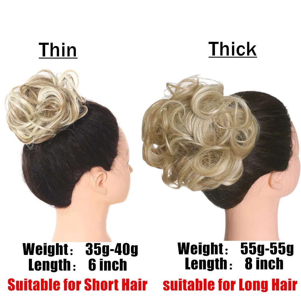 Synthetic Messy Hair Bun Chignon / Scrunchies / Fake Hair Band Extension For Top Hair / Elastic Hairpiece Tail For Women Synthetic Wrap Curly Ponytail