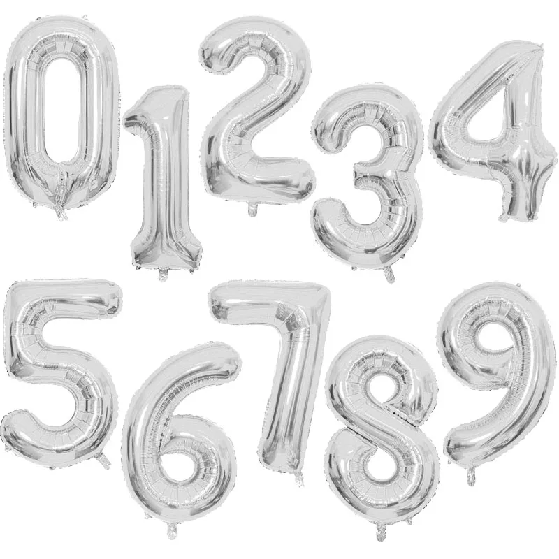 32/40inch Number Foil Balloons Rose Gold Silver Digit Figure Helium Balloon Child Adult Birthday Wedding Decor Party Supplies