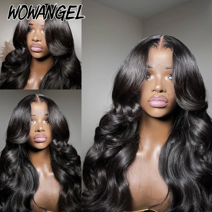 Wow Angel 2x6 HD lace Closure Wigs Body Wave Human Hair Wig Deep Middle Part Glueless Swiss Lace Closure Wigs For Woman 250%