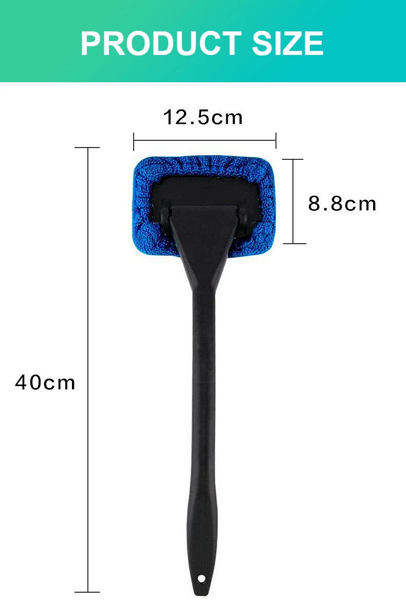Famieyo Car Window Cleaner Brush Kit / Windshield Cleaning Wash Tool / Car Interior Auto Glass Wiper with Long Handle / Car Accessory