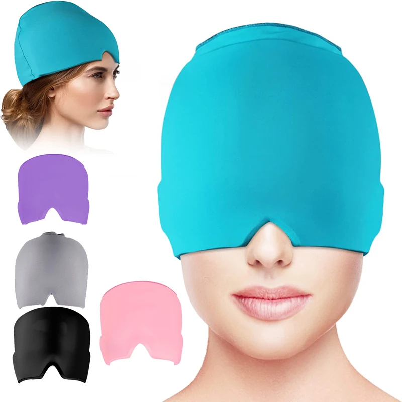 Form Fitting Gel Ice Headache Migraine Relief Hat Cold Compress Therapy Cap Ice Head Wrap Pack Mask for Tension Sinus Stress