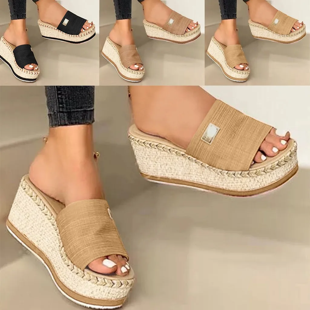 Summer Women Wedge Sandals Platform High Heels Flip Flops 2024 New Casual Shoes Outdoor Beach Comfort Slippers Ladies Sandals