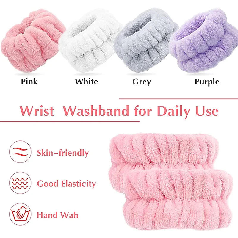 Flusshayz Elastic Wrist Washband &amp; Headband / Microfiber Wrist Wash Towel Band / Wristband Scrunchies / Absorbent Sweatband for Women 
