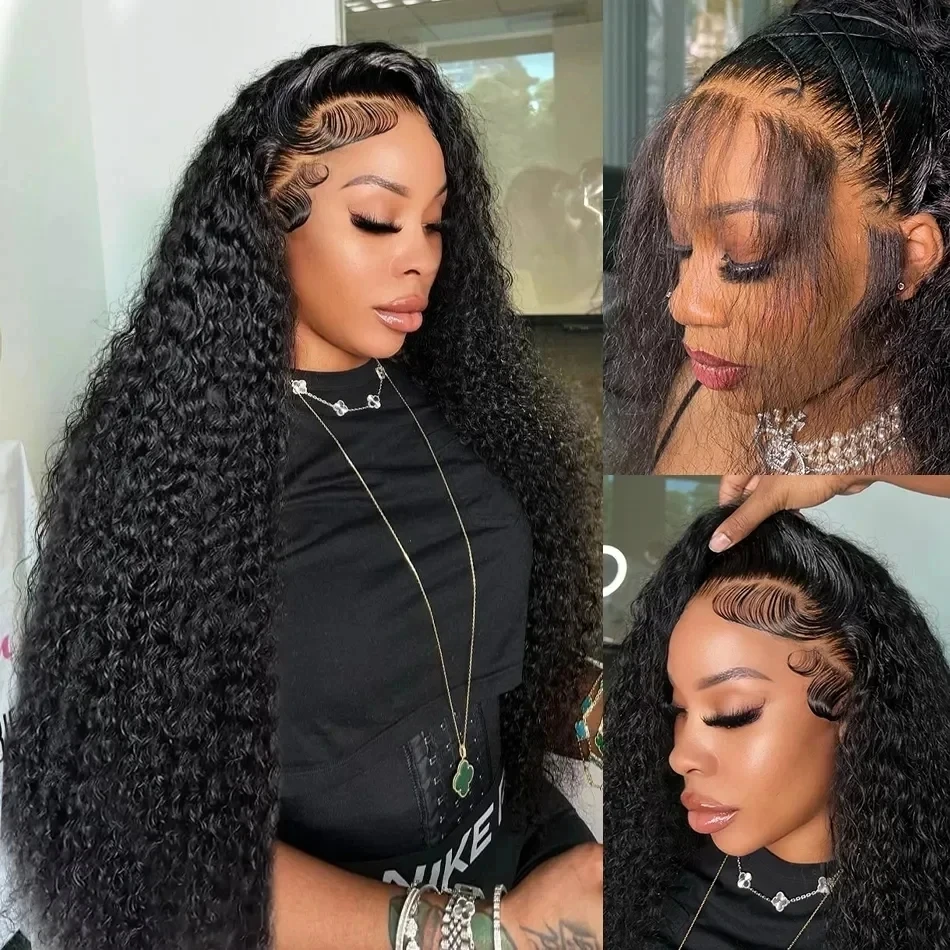 38Inch Curly Lace Front Human Hair Wigs For Black Women Pre Plucked Brazilian Hair 13x4 Deep Wave Frontal Wig 13x6 Hd Lace Wig