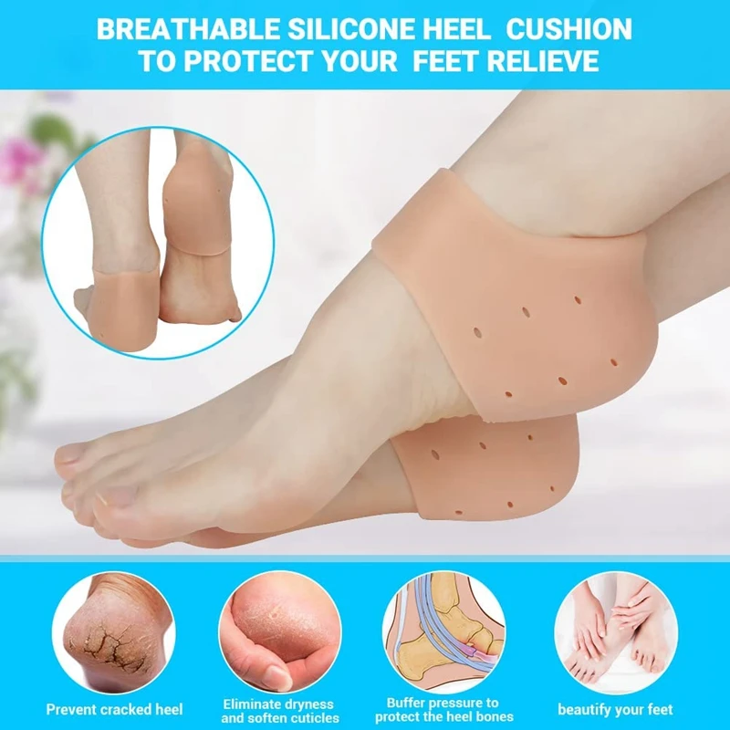 Silicone Heel Protectors Metatarsal Pads Forefoot Gel Heel Pad Plantar Fasciitis Women Men Foot Pain RelieveBlister Prevention