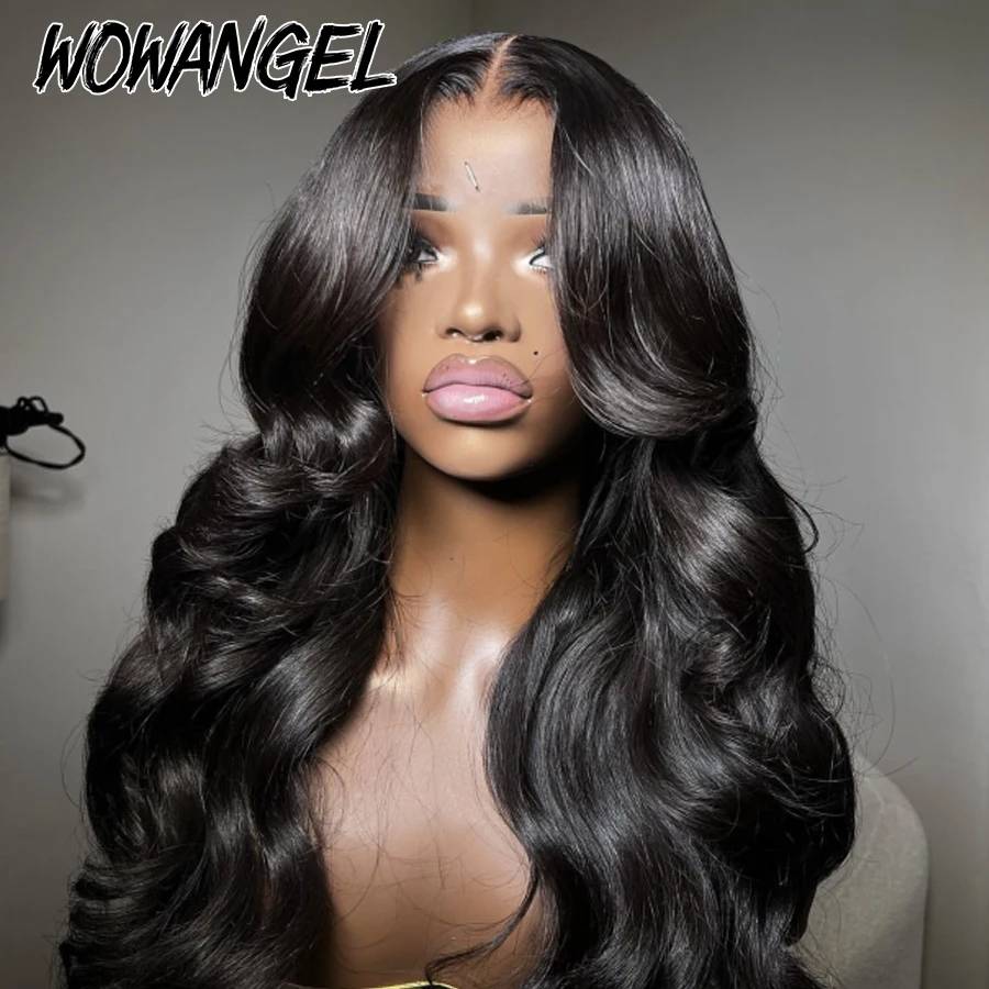 Wow Angel 2x6 HD lace Closure Wigs Body Wave Human Hair Wig Deep Middle Part Glueless Swiss Lace Closure Wigs For Woman 250%