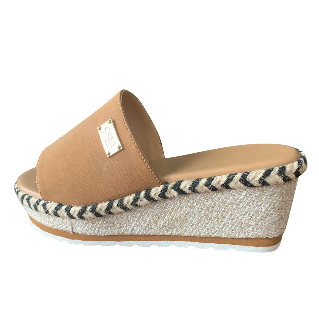 Chunky Espadrille Slides Sugar Women's Platform Espadrille Sandals | Slip-On Wedge Slides With Rhinestone Buckle | Summer Fashion Shoes Low Heel Espadrilles For Women