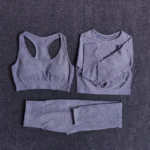 Ultimate Comfort & Style: 2/3/5PCS Seamless Women Yoga Set | High-Waist Leggings & Crop Top | Breathable & Moisture-Wicking - 3PCSGray, S(45-55KG)