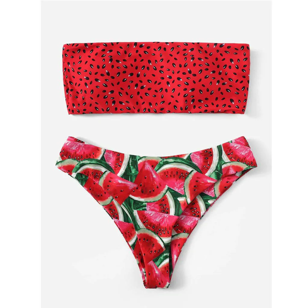 Cocoslay Fashion Sexy Watermelon Bandeau Bikini Swimwear for Women / Bikini High Waist Swimsuit / for Swimming / Bathing &amp; Outdoor