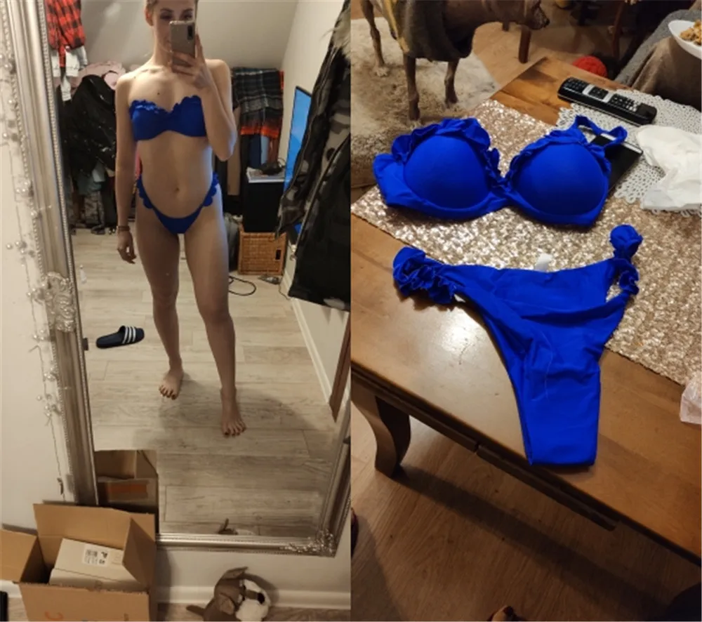 Bandeau Bikini Swimwear Women Swimsuit Sexy Thong Ruffle Bikini Set Push Up Bathing Suit Female Brazilian Leopard Swimsuit 2024