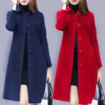 Elegant Solid Color Women's Winter Jacket | Plus Size, Turn-down Collar, Warm, Ages 35-45, Hoodies & Sweatshirts
