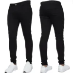 New Men's Stretch Skinny Jeans Fashion Elastic Cotton Slim Denim Pants, Plus Size Pencil Pants, Pure Color Casual Trousers - Black, S