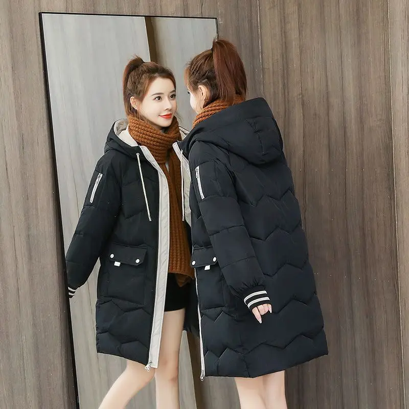 Winter Women Jacket Coats Long Parkas Female Down Cotton Hooded Overcoat Thick Warm Jackets Windproof Casual Student Coat