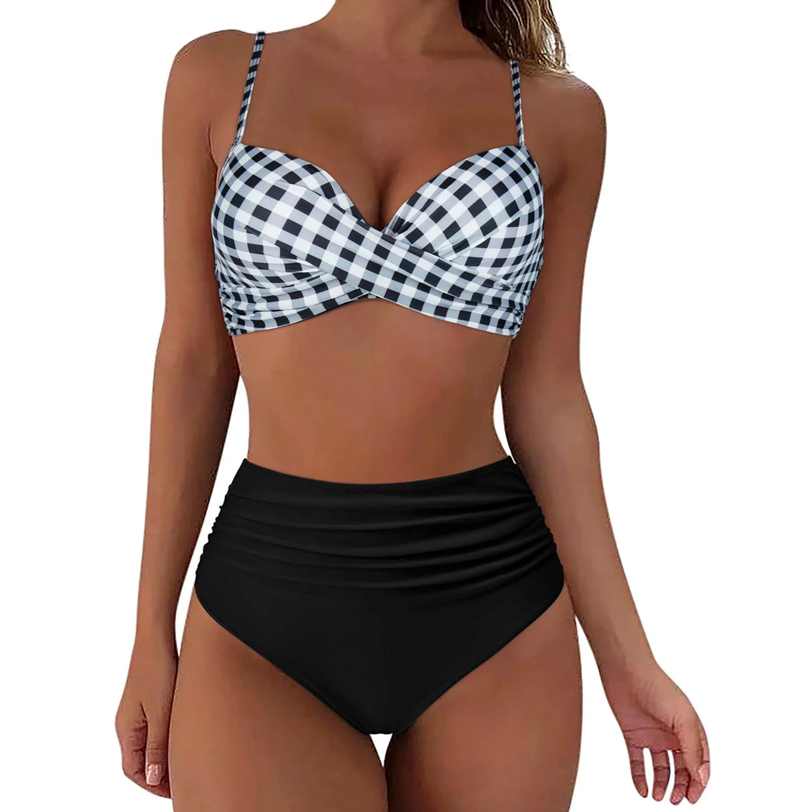 Luxury High Waist Bikini Set Two Piece Swimsuit Women Push Up Y2k Swimwear Tankini Summer Beach Mujer Swimming Suit
