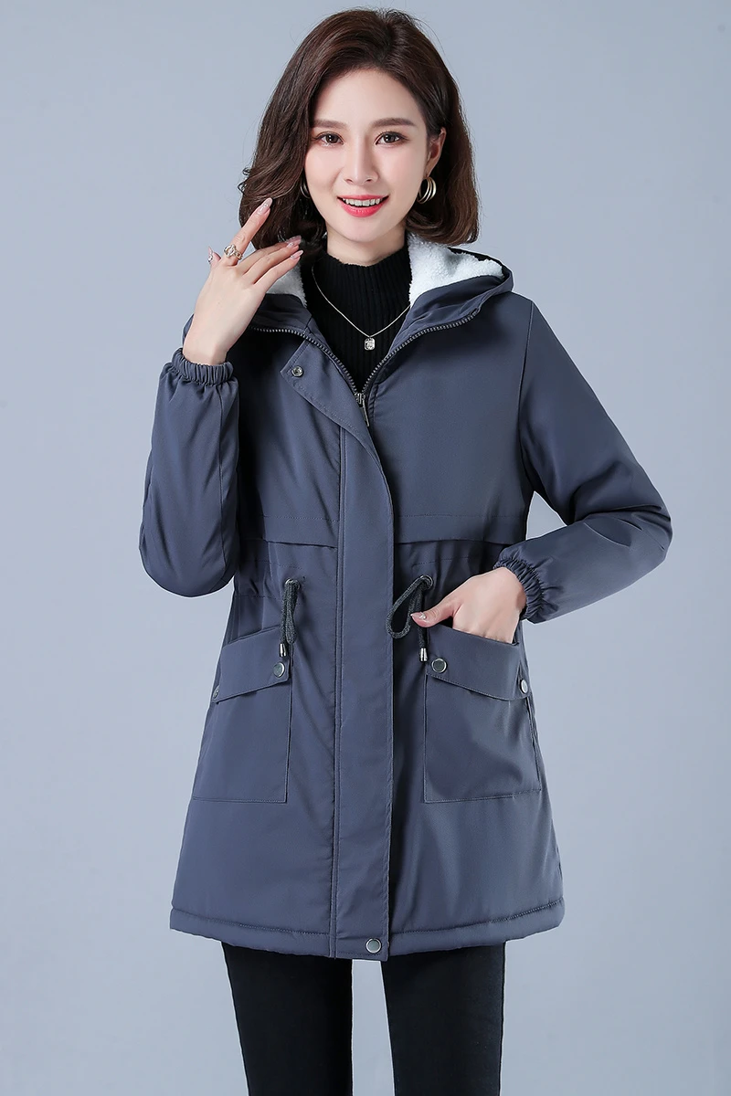 Winter Jacket Cotton Warm Puffer Coat Women | Casual Parkas With Lining Plush Hooded Trench Outwear