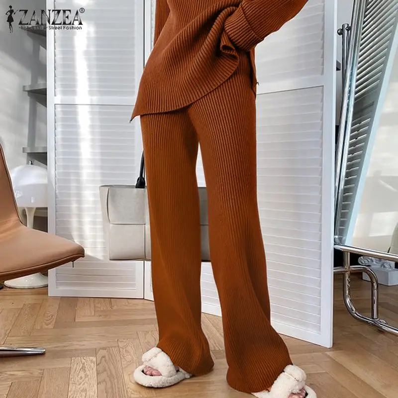 ZANZEA Autumn Women Elegant Urban Tracksuit Casual Suits | Wide Leg Pants Sets Vintage Matching Sets