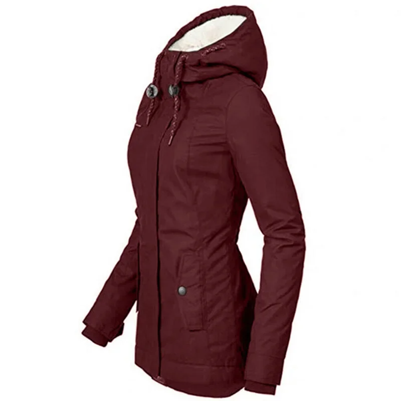 Women's Autumn Winter Hooded Parka Coat | Thick Plush Jacket | Outdoor Hiking | Casual Windproof Overcoat