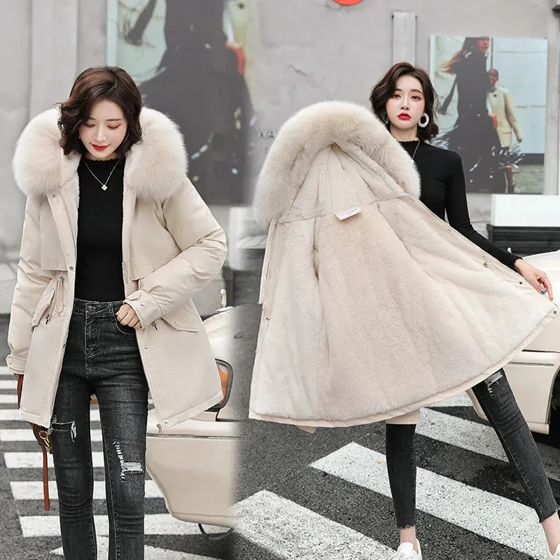 Winter Jacket Women Parka | Fashion Long Coat with Fur Collar | Hooded Parkas for Warm Snow Wear