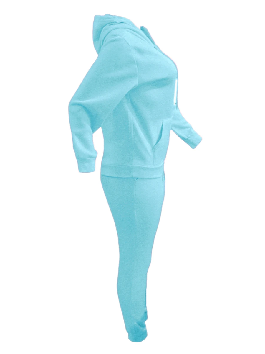 LW BASICS Kangaroo Pocket Drawstring Tracksuit Set | Spring Women Workout Suit | Hooded Two Piece Pants Set