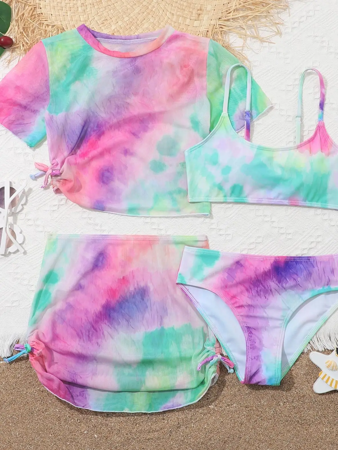 Lorvarzz™ 4 Pieces Bikinis Set Top &amp; Skirt For Girls &amp; Kids / Swimsuit for Kids