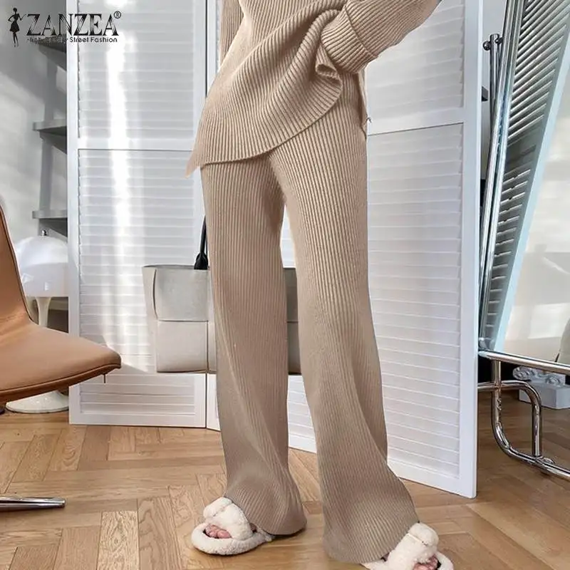 ZANZEA Autumn Women Elegant Urban Tracksuit Casual Suits | Wide Leg Pants Sets Vintage Matching Sets