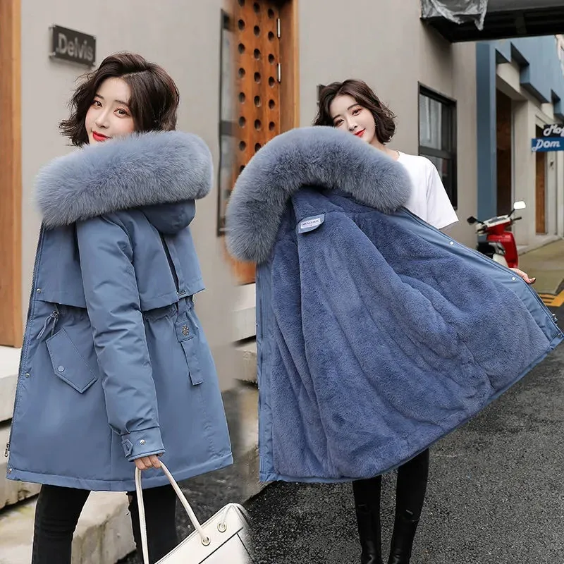 Winter Jacket Women Parka | Fashion Long Coat with Fur Collar | Hooded Parkas for Warm Snow Wear