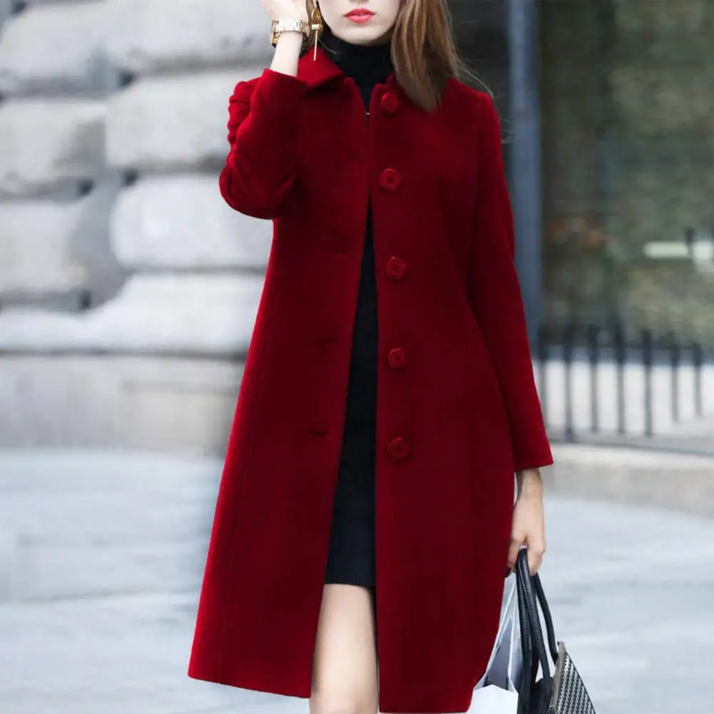 Elegant Solid Color Women's Winter Jacket | Plus Size, Turn-down Collar, Warm, Ages 35-45, Hoodies & Sweatshirts