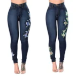 New Women's High Waist Embroidered Jeans | Slim Stretch Denim Pencil Pants | Casual Female Clothing S-3XL
