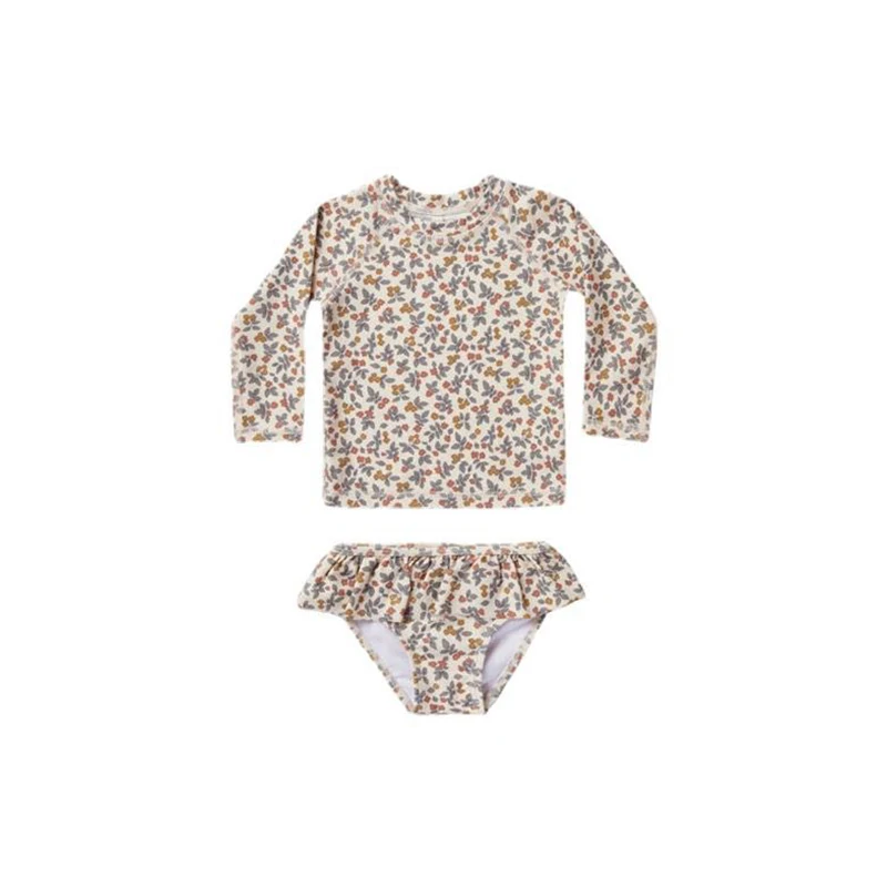 Summergvrl Print Swimwear RC Children Long Sleeve Sunscreen Swimsuits - Toddler Holiday Beach Wear, Floral Fish Design