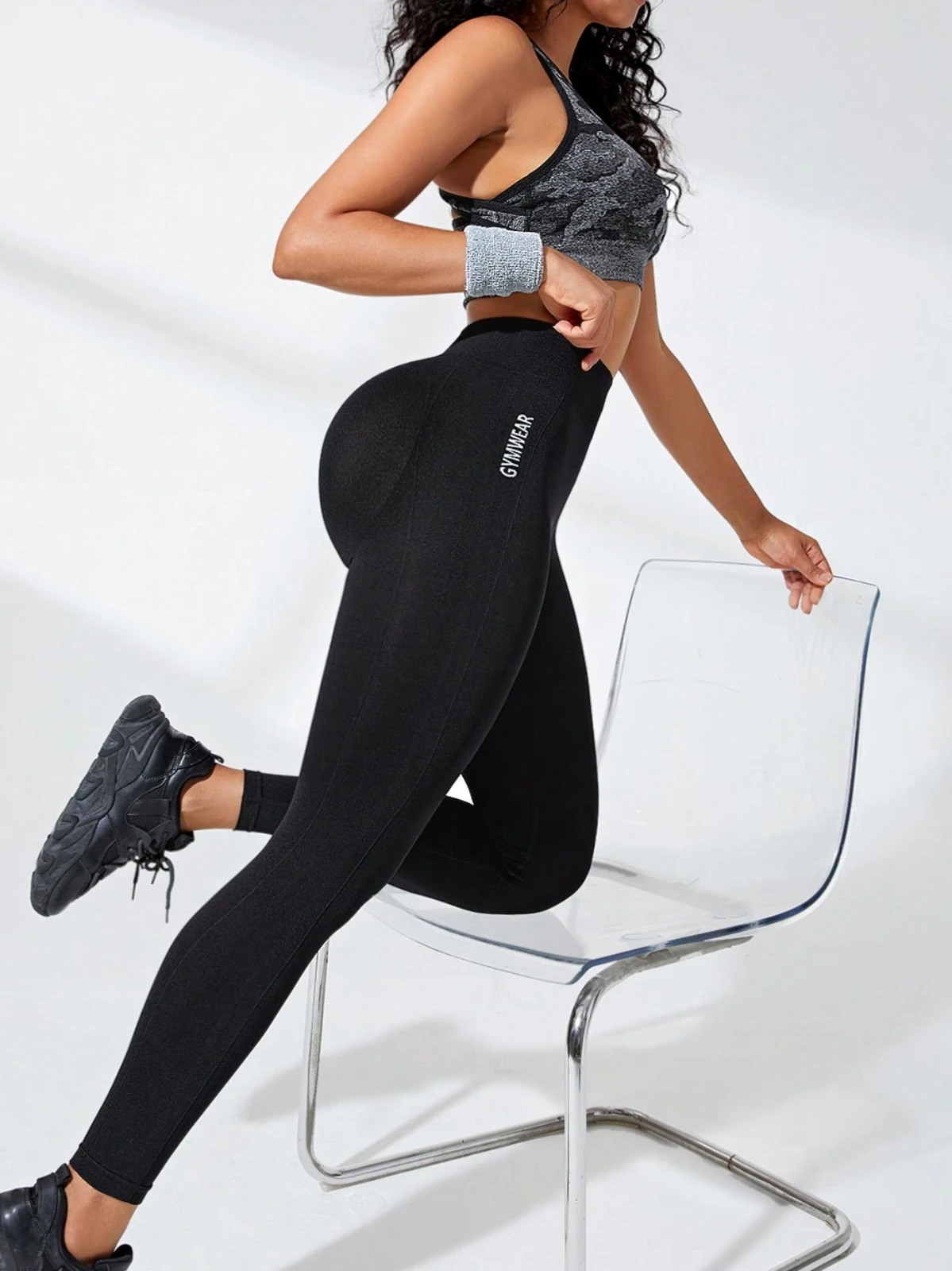 Women's High Waist Yoga Leggings Letter Gymwear Seamless High Stretchy Butt Lifting Breathable Sports Pants for Women