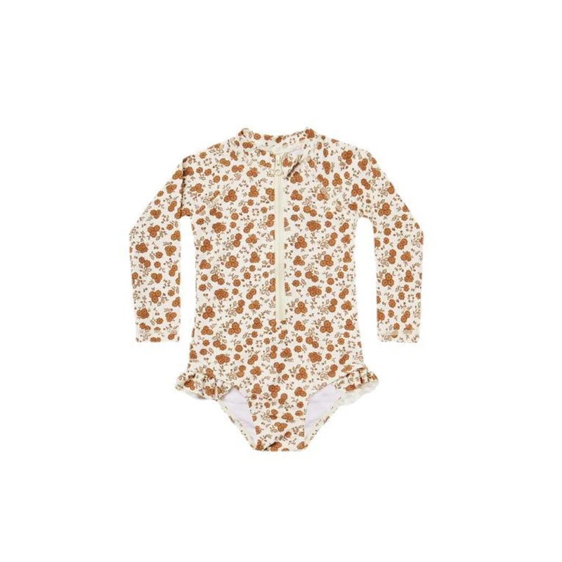 Summergvrl Print Swimwear RC Children Long Sleeve Sunscreen Swimsuits - Toddler Holiday Beach Wear, Floral Fish Design