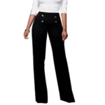 Trousers Loose Slim-fit Solid Color Women Wide Leg Pants | Elegant Fashion, High Waist, Polyester, Office Ladies, Flare - Black, 2XL