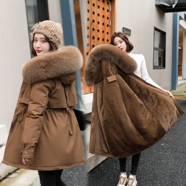 Women Parka Fashion Long Coat Wool Liner Hooded Parkas 2023 New Winter ...
